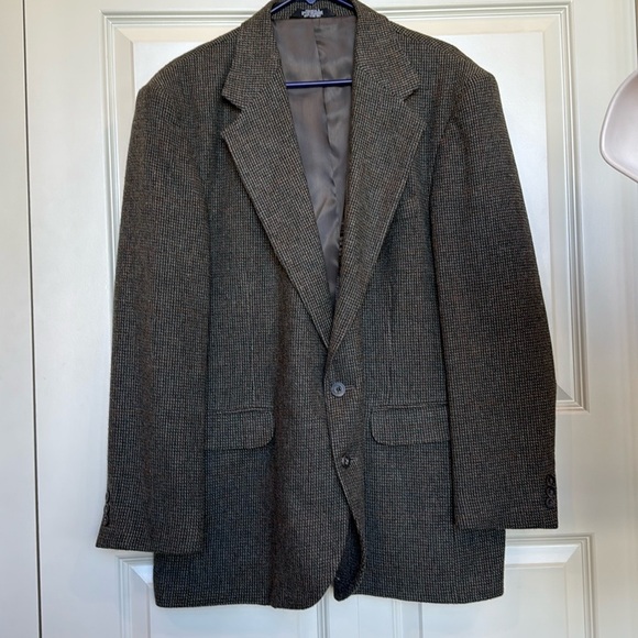 Haggar Pure Wool 2 Button Brown Tweed Blazer Lambswool Wool Blend - Picture 1 of 9